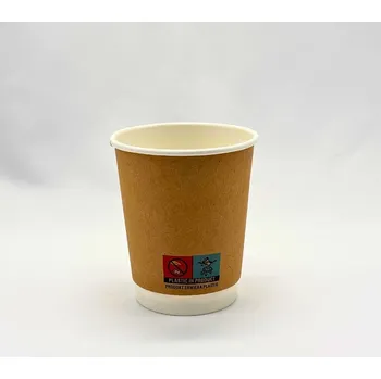 Jednorázové nádobí Wepack Kelímek papírový hnědý dvoustěnný kraft 250 ml (8 oz) – 20 bal x 25 ks