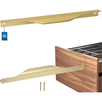 Nábytkové kování Hranatá nábytková úchytka moderní hliník zlatý mat 256 mm - 256 mm \ zlatý mat