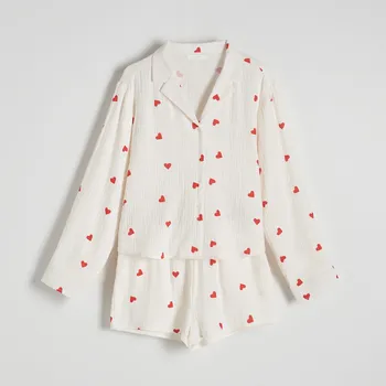 Reserved - Dvoudílná pyžamová souprava se srdíčky - béžová - 131CS-08X - 131CS-08X-XS-3