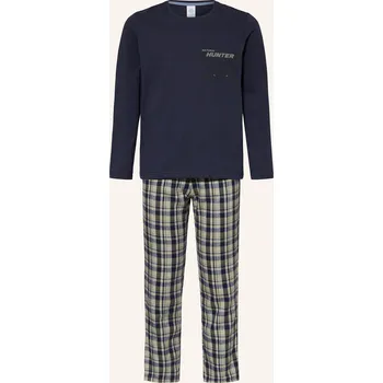 Pánské pyžamo Sanetta Pyžamo, tmavě modrá / světle zelená