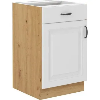 Kuchyňská skříňka Spodní skříňka STILO dub artisan/bílé MDF, 50 D 1F 1S BB, šuplík PREMIUM BOX