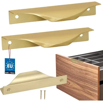 Nábytkové kování Hranatá nábytková úchytka moderní hliník zlatý mat 96 mm sada 2 ks. - 96 mm \ zlatý mat