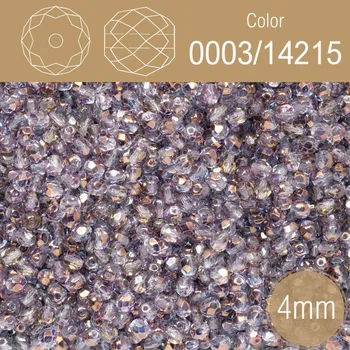 Korálek Korálky BROUŠENÉ 4mm. Barva 0003/14215. Průhledná s pokovem . Balení 120Ks.