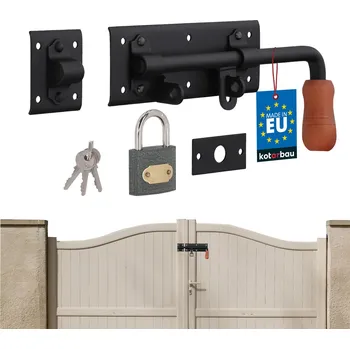 Garážová závora 280 mm černá pro branku vpravo s visacím zámkem - práva