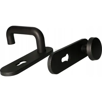 Dveřní kování Vývěsní štít s klikou a madlem požárních dveří s klíčovou dírkou 72 mm