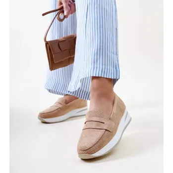 Dámské polobotky Dámské polobotky 28906 Béžová s bílou - Flyfor béžová-bílá 38