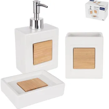 Dávkovač mýdla Sada koupelnová dolomit/bambus 3 ks