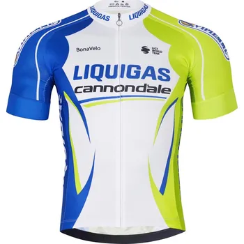 cyklistický dres BONAVELO Cyklistický dres s krátkým rukávem - LIQUIGAS CANNONDALE - modrá/zelená/bílá S