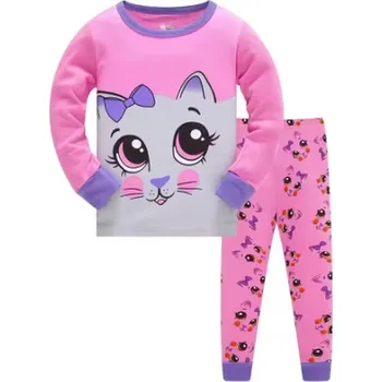 Dívčí pyžamo Dětské bavlněné pyžamo se zvířátky - pro kluky i holky Barva: kočička (purple 1), Velikost: 4 roky