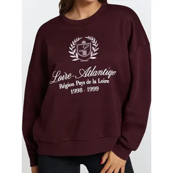 Dámská mikina Sinsay - Mikina s kulatým výstřihem - burgundy - 044FJ-93X - 044FJ-93X-S