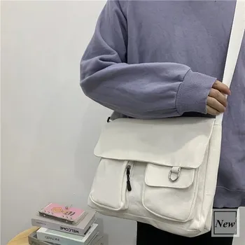 Kabelka Dámská plátěná crossbody taška s potiskem a zipem Barva (Varianta): Bílá