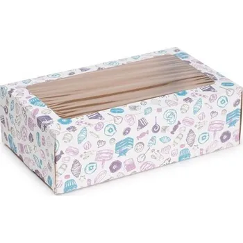 Dárková krabička Krabička ECO na 12 makronek vysouvací s průzorem 180x110mm 50ks Monaco