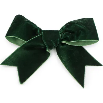 Vánoční dekorace Vánoční mašle sametová 11x9 cm, barva 4 zelená tmavá