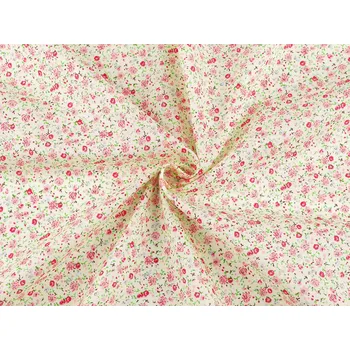 Bavlněná látka / plátno drobné květinky, barva 3 béžová nejsv. růžová