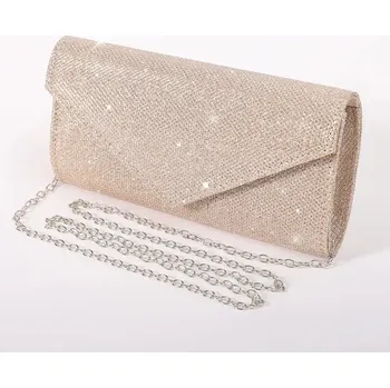 Kabelka Dámská večerní psaníčko s třpytkami a řetízkem na ples či svatbu Barva (Varianta): Šampaňská