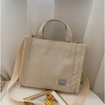 Dámská manšestrová kabelka s jednoduchým designem Barva (Varianta): Bílá