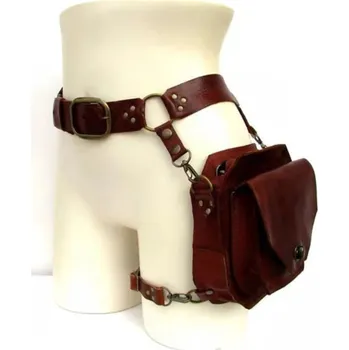 Ledvinka Malá taška ve stylu rytíře s uchycením kolem pasu nebo nohy Barva (Varianta): Hnědá