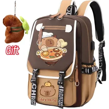 Městský batoh Studentský batoh s kapybarou a velkou kapacitou pro školu Barva (Varianta): E