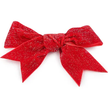 Vánoce Vánoční mašle sametová 11x9 cm Varianta: 1 červená stříbrná, Balení: 6 ks