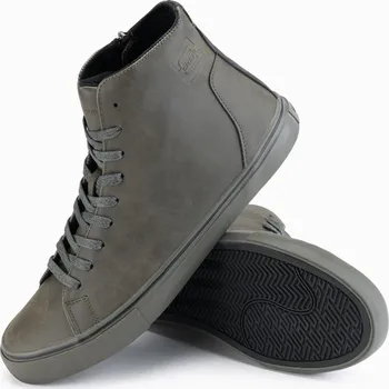 Pánská obuv Pánské vysoké tenisky s matnou strukturou a vyraženým logem - tmavě olivové V2 OM-FOTH-0185 - 42