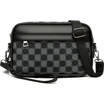 Outdoorové zavazadlo Pánská crossbody ledvinka z PU kůže na mobil a doklady Velikost: 24cmx14cmx5cm, Barva (Varianta): Černá