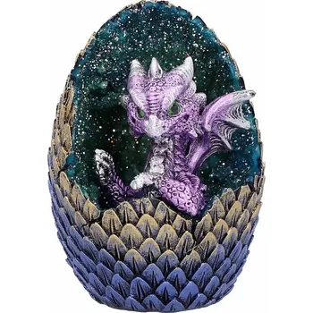 Soška Fialový dráček ve vejci cca 10,7 cm, 160 g