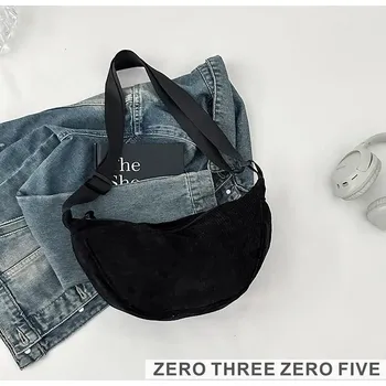 Kabelka Dámská manšestrová kabelka přes rameno ve vintage stylu Barva (Varianta): B black