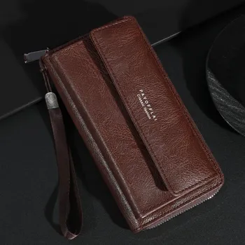 Peněženka Pánská dvouvrstvá peněženka s mnoha kapsami na zip Barva (Varianta): Kávová