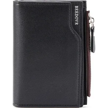 Pánská krátká peněženka z PU kůže s kapsou na zip Barva (Varianta): Černá