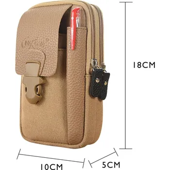 Ledvinka Pánská plátěná ledvinka s kapsami na telefon a peněženku Barva (Varianta): Světle hnědá