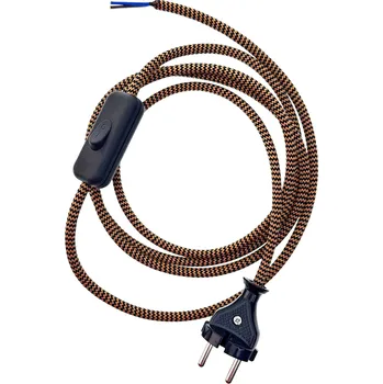 elektrický kabel Přívodní textilní kabel k lampičce 1,8 m Art Deco 29, vidlice + vypínač