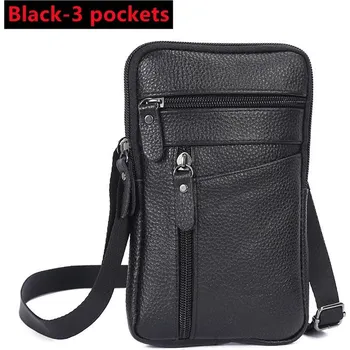 Outdoorové zavazadlo Pánská kožená ledvinka – crossbody taška na telefon Barva (Varianta): Black-3 pockets