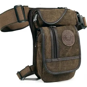 Ledvinka Pánská plátěná stehenní taška na motorku a outdoor Barva (Varianta): Hnědá