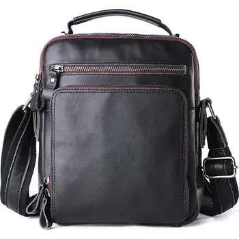 Pánská kožená crossbody taška s klopou do práce i na volno Barva (Varianta): Černá