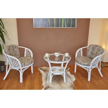 Zahradní sestava Axin Trading s.r.o. Ratanová sedací souprava Bahama bílá 2+1, polstry levandule Axin Trading s.r.o.