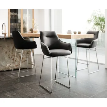 Barová židle Barová židle Alja-Flex tenká podnož nerezová ocel pravá kůže