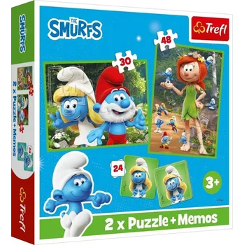 TREFL Sada 2x puzzle skládačka 28x21cm + pexeso Šmoulové 12 dvojic 3v1 | 38