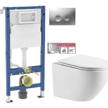 WC sada GEBERIT DuofixBasic s matným tlačítkem DELTA21 + WC INVENA&nbsp;LIMNOS WITH SOFT, včetně soft/close sedátka 458.103.00.2 21MA LI1