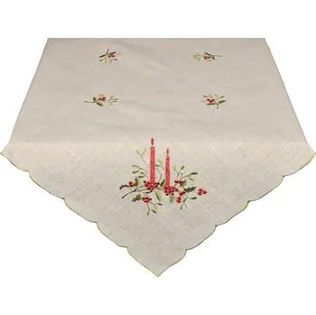 ubrus Ubrus Vánoční, Dvě svíce a jmelí, béžový