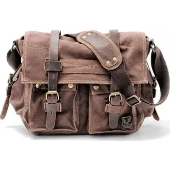 Plátěná pánská aktovka – taška na laptop a dokumenty Velikost: 35cmX12cmX28cm, Barva (Varianta): Tmavě hnědá