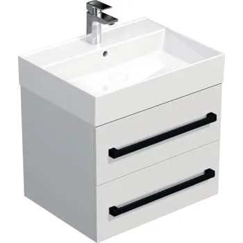 Ložnice Swiss aqua technologies Koupelnová skříňka s černou úchytkou a umyvadlem SAT Cube Way 60x53x46 cm bílá lesk CUBE46C602BISAT