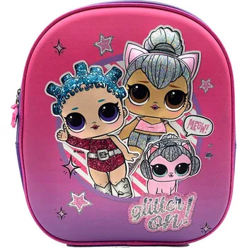Kabelka Batoh dětský holčičí L.O.L. třpytkový 29x33cm plastický 3D motiv