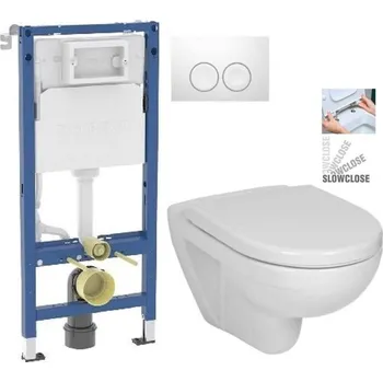 WC sada GEBERIT DuofixBasic s bílým tlačítkem DELTA21 + WC JIKA LYRA PLUS + SEDÁTKO DURAPLAST SLOWCLOSE 458.103.00.2 21BI LY5