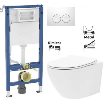 WC sada GEBERIT DuofixBasic s bílým tlačítkem DELTA21 + WC REA Carlo Flat Mini Rimless + SEDÁTKO 458.103.00.2 21BI CF1