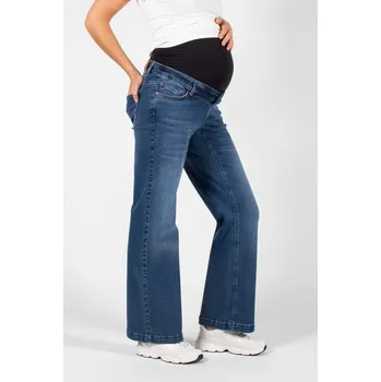 Těhotenská móda Těhotenské džíny Julia – široké, modré stone wash, bavlna Velikost: 27