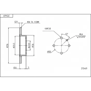 Brzdový kotouč Přední brzdový kotouč Favorit 236/12,7/11,4 002415019 HART