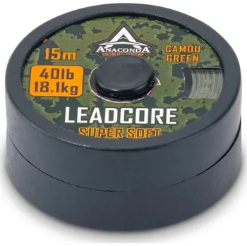 Pletená Šňůra s olověným jádrem Anaconda Super Soft Leadcore Zelená 5m 50lb
