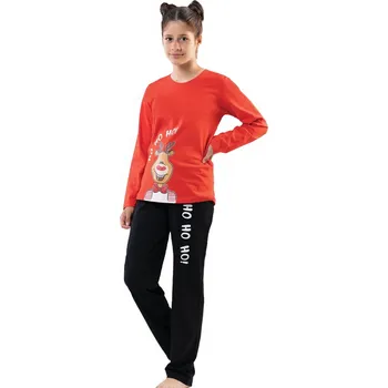 Dámské pyžamo Dívčí pyžamo, HO HO HO Veselý Sob 1F0774 červená 170-176-15-16-let