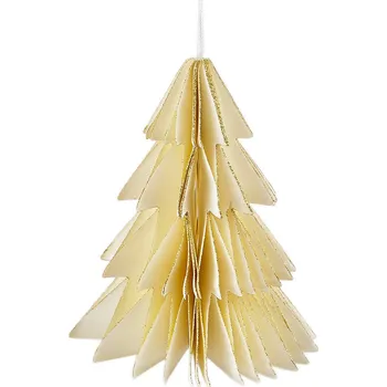 Vánoční dekorace Papírová vánoční ozdoba na stromeček - stromek, barva 2 (13 cm) krémová světlá zlatá