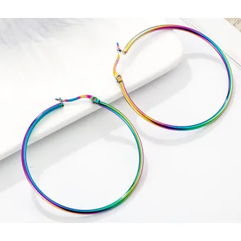 Náušnice Prosperk Náušnice duhové ocelové kruhy 2,5cm